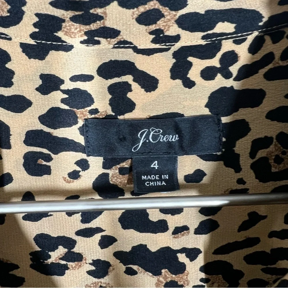 J. crew Womens Collection ruffle-front blouse in leopard-print silk Size 4
